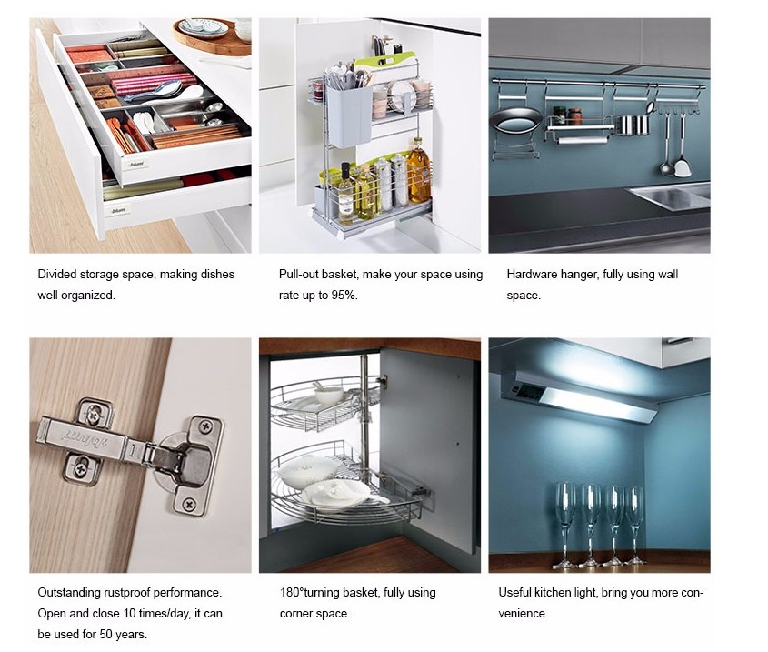 Apartment modern design melamine kitchen cabinet with quartz