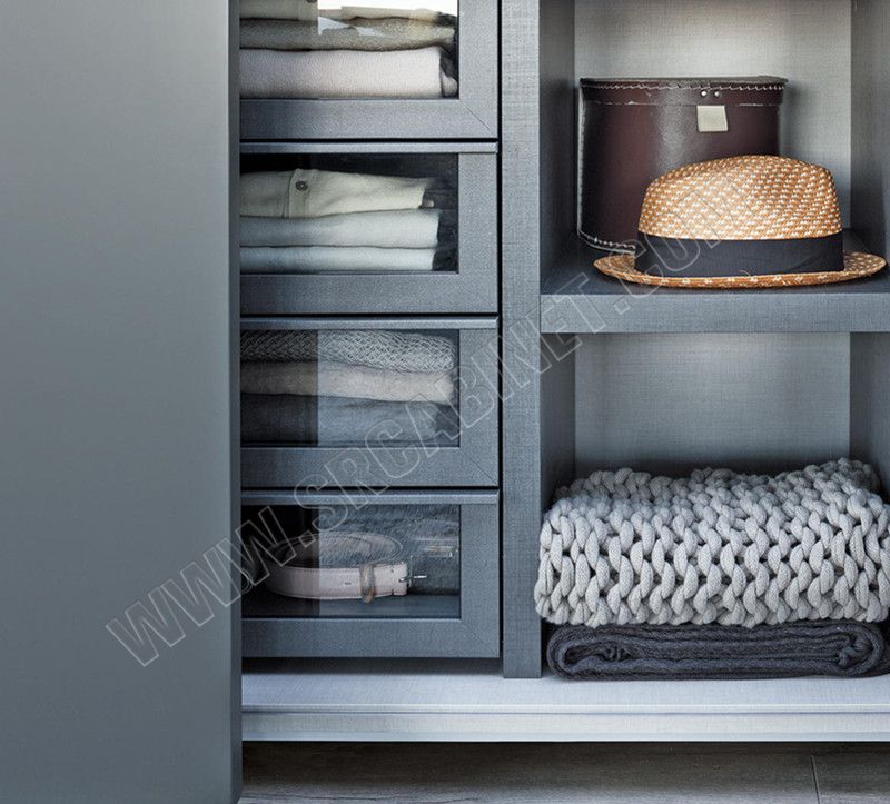 New Design Sliding Door Modern Wooden Grey Wardrobe 