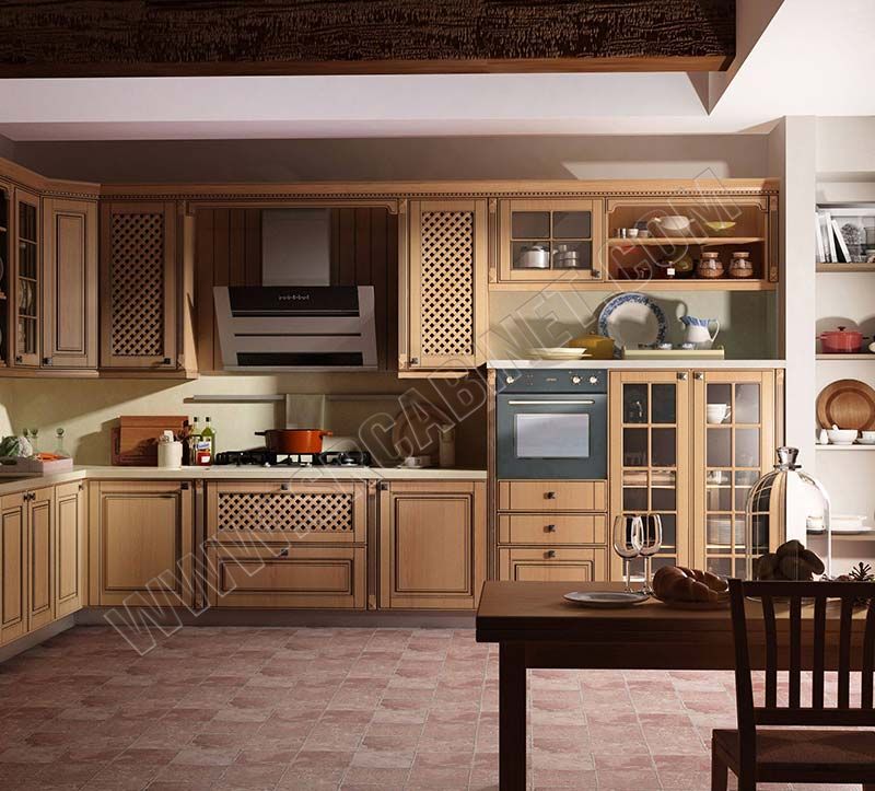 Classic oak raised door style European design kitchen cabinet