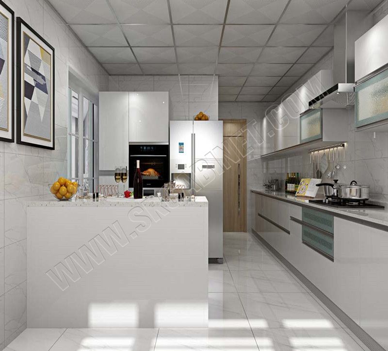 Project high gloss PVC thermal foil modular kitchen cabinet