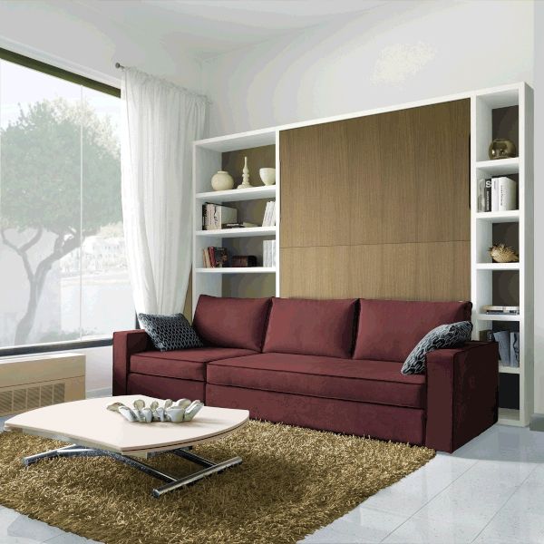 Sofa bed Smart furniture wood vertical murphy folding sofa wall bed set