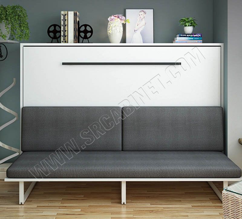 Queen size horizontal save space smart furniture bedroom sets pull down wall bed murphy beds with sofa