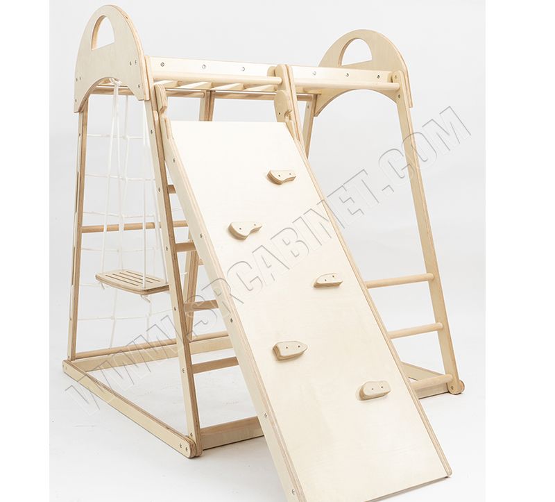 Wooden swing Kids indoor slide wood baby climbing frame swing combination