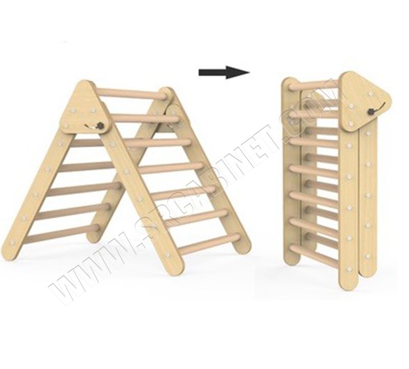 Kids sports indoor wooden climbing frame Triangle and ramp for kids