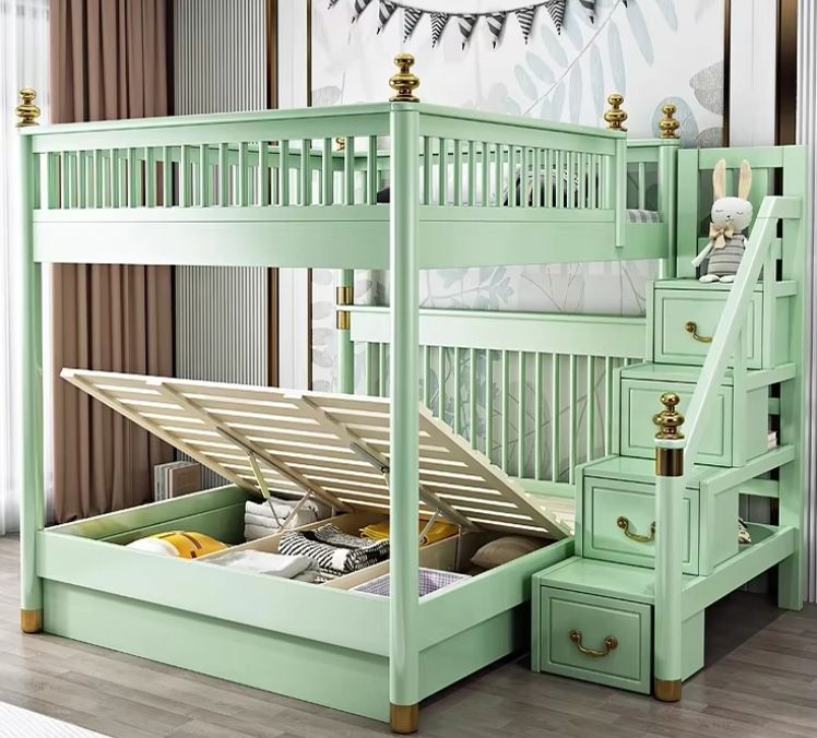 Factory Direct High Quality Eco-Friendly Safe Non-toxic Bunk Bed Kids New Bunk Bed With Large Storage