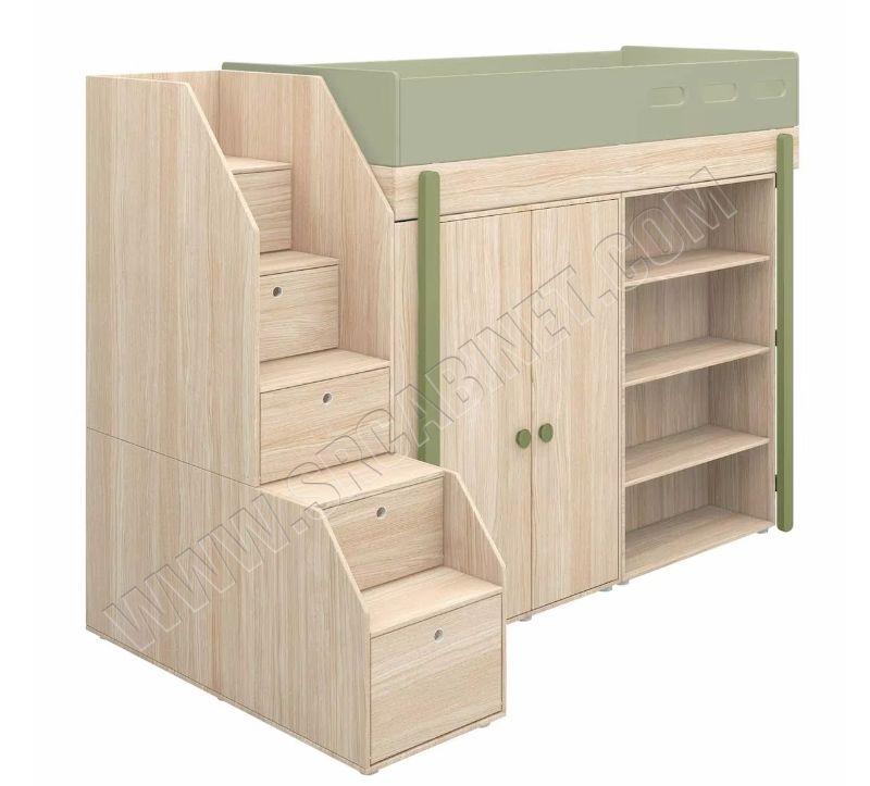 New Design Loft Children Beds Toddler Storage Space Solid Wood Children Beds With Many Colors For Your Choose