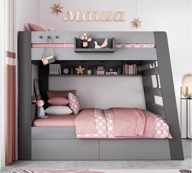 Multi-function Bed Upper and Lower Table Children's Bed Wooden Minimalist Design Bunk Bed For Small Bedroom