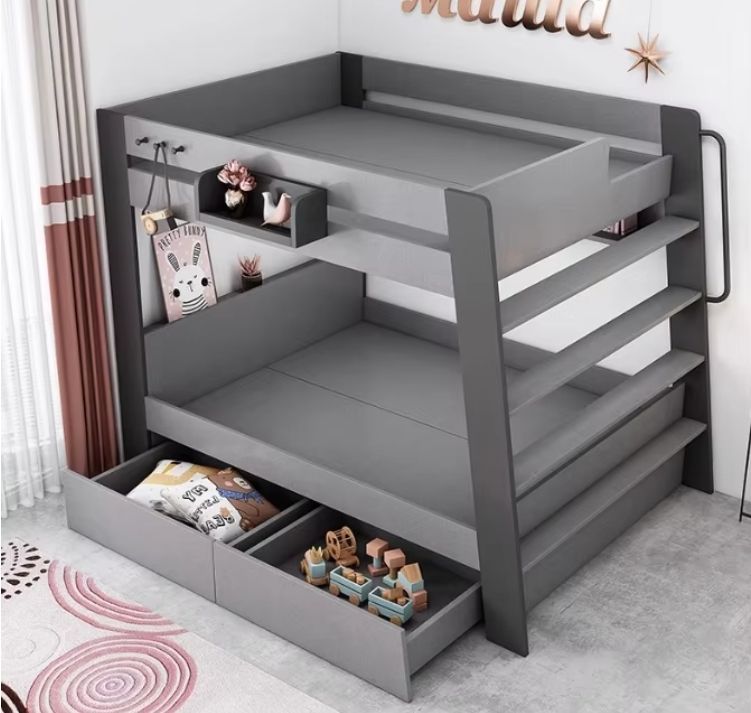 Multi-function Bed Upper and Lower Table Children's Bed Wooden Minimalist Design Bunk Bed For Small Bedroom