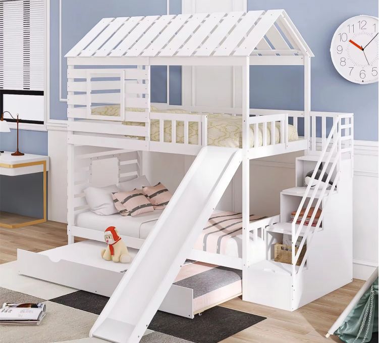 High Quality Bunk Beds For Children Boys Girls And Teens With Roof and Fence