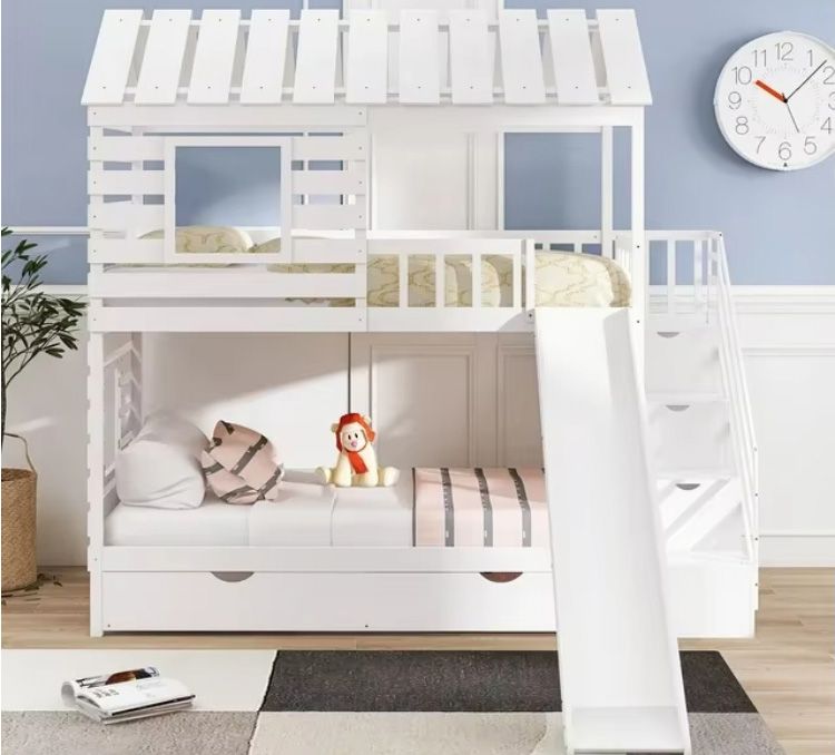 High Quality Bunk Beds For Children Boys Girls And Teens With Roof and Fence