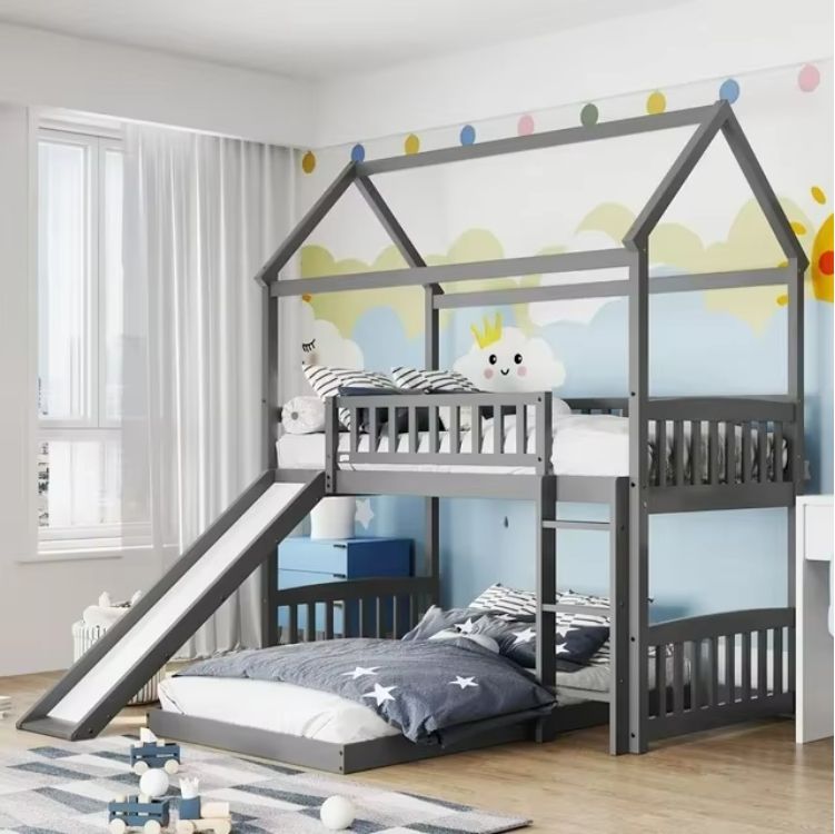 Children's Bunk Bed For Two Kids Factory Made Solid Wood Customized Bed Furniture