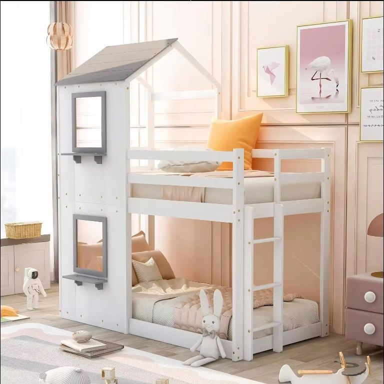 Hostel Wood Children Room Size House Double Kids Solid Wooden Queen Frame Bunk Kids Loft Bed With Roof