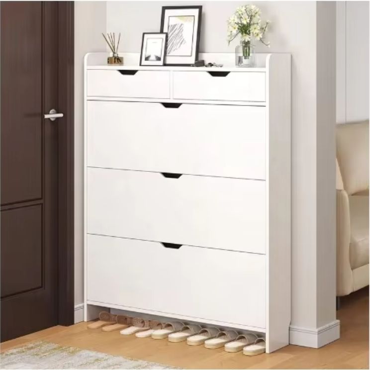 Ultra-Thin MDF Wooden Shoe Cabinet Simple Living Room Furniture with Entry Door for Porch Partition