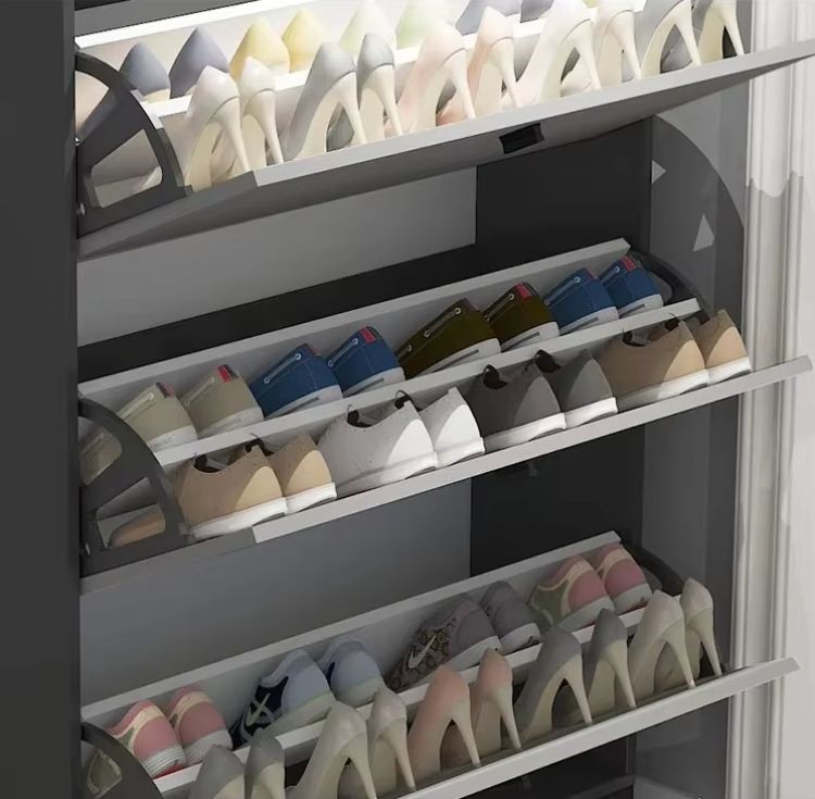 Ultra-Thin MDF Wooden Shoe Cabinet Simple Living Room Furniture with Entry Door for Porch Partition