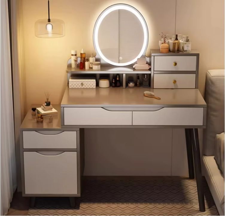 2024 Modern Minimalist Bedroom Dressing Table with Storage Light Luxury Small-Sized Bedside Makeup Table