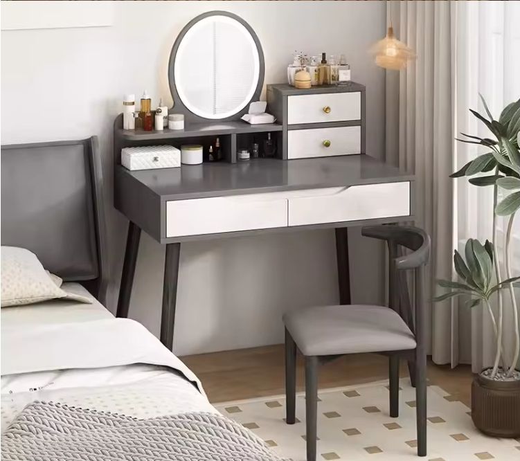 2024 Modern Minimalist Bedroom Dressing Table with Storage Light Luxury Small-Sized Bedside Makeup Table