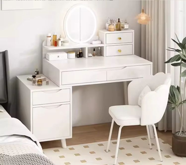 2024 Modern Minimalist Bedroom Dressing Table with Storage Light Luxury Small-Sized Bedside Makeup Table