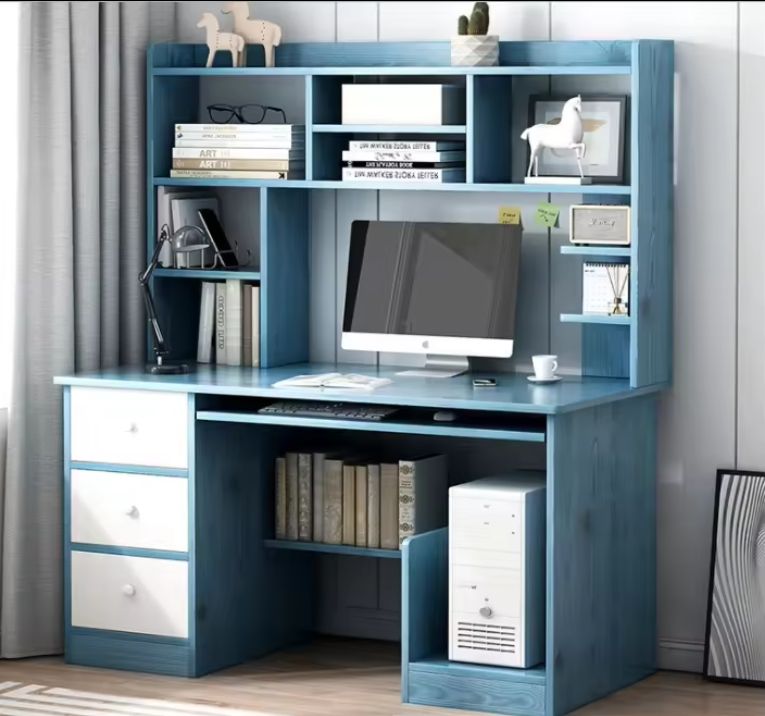 Factory Provided Desk Home Small Computer Table Wood Desktop Bookshelf Integrated Office Wooden Table with Bookcase for Student