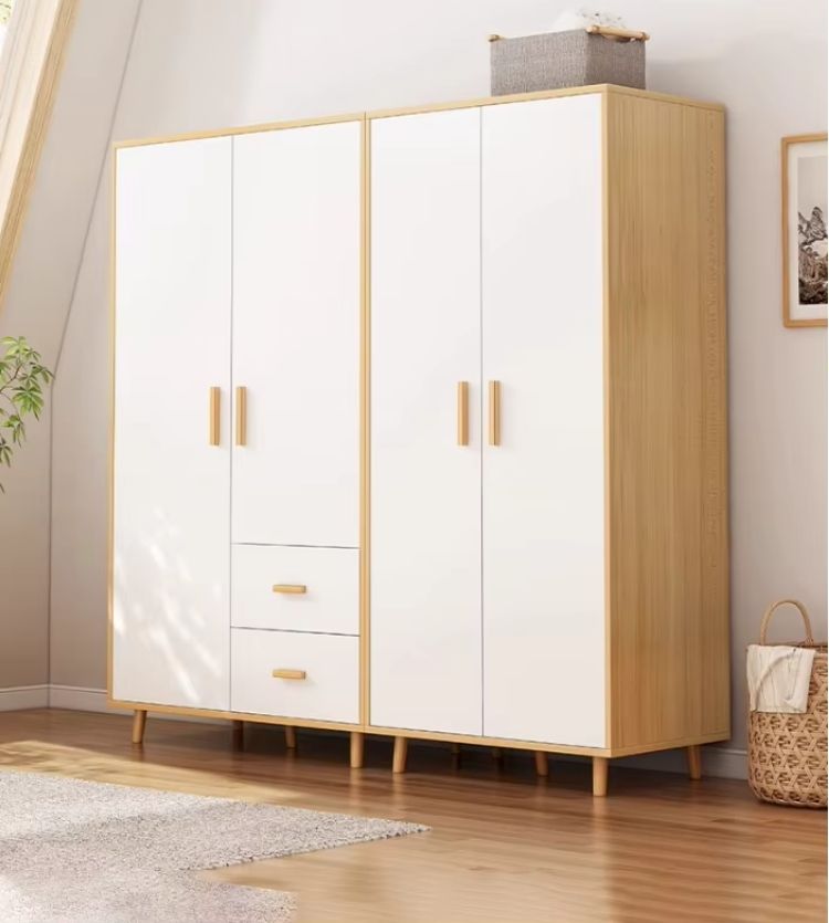 Modern Home Use Two-Door Large Wooden Cabinet Economical Simple Wardrobe Unit for Bedroom MDF Material