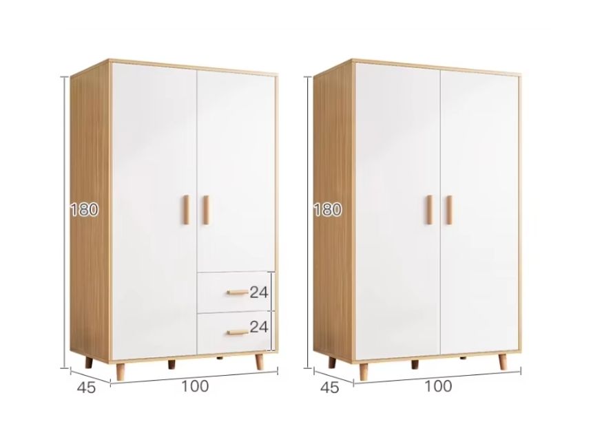 Modern Home Use Two-Door Large Wooden Cabinet Economical Simple Wardrobe Unit for Bedroom MDF Material