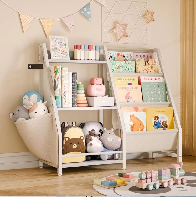 3 Tier Montessori Kids Bookshelf Toy Organizer for Bedrooms Playrooms Nurseries-Bookcase for Storage for Children's Rooms