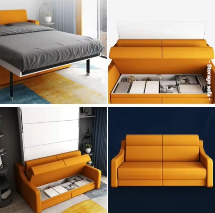 Stock available in US Multifunction modern design Wall Bed Mechanism Space Saving Stable Folding Storage Murphy Bed with Sofa