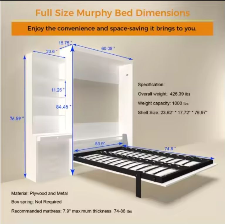Multifunctional Modern Murphy Bed with Pull-Out Table Simple Design Home Furniture Wood Panel Use