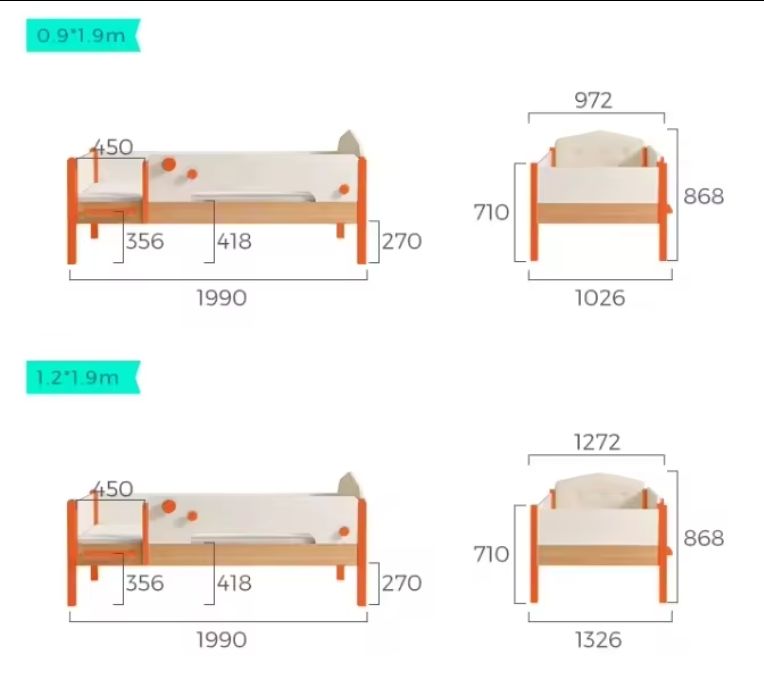 Solid Wood Cream Style Single Bed for Children High Guardrail Wider Baby Bed with Spliced Design for Modern Bedrooms Schools