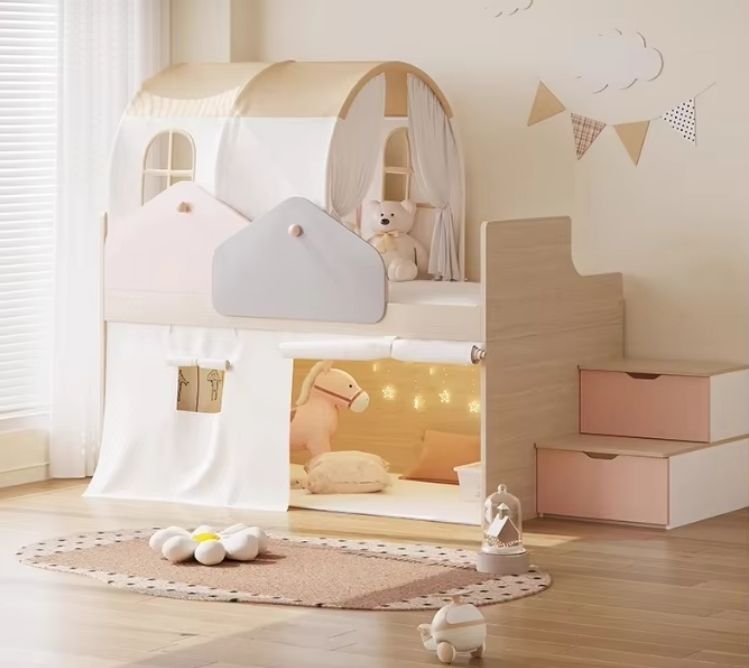 Customizable Solid Wood Half-Height Bunk Bed Children's Rooms Kindergarten Schools Hotels
