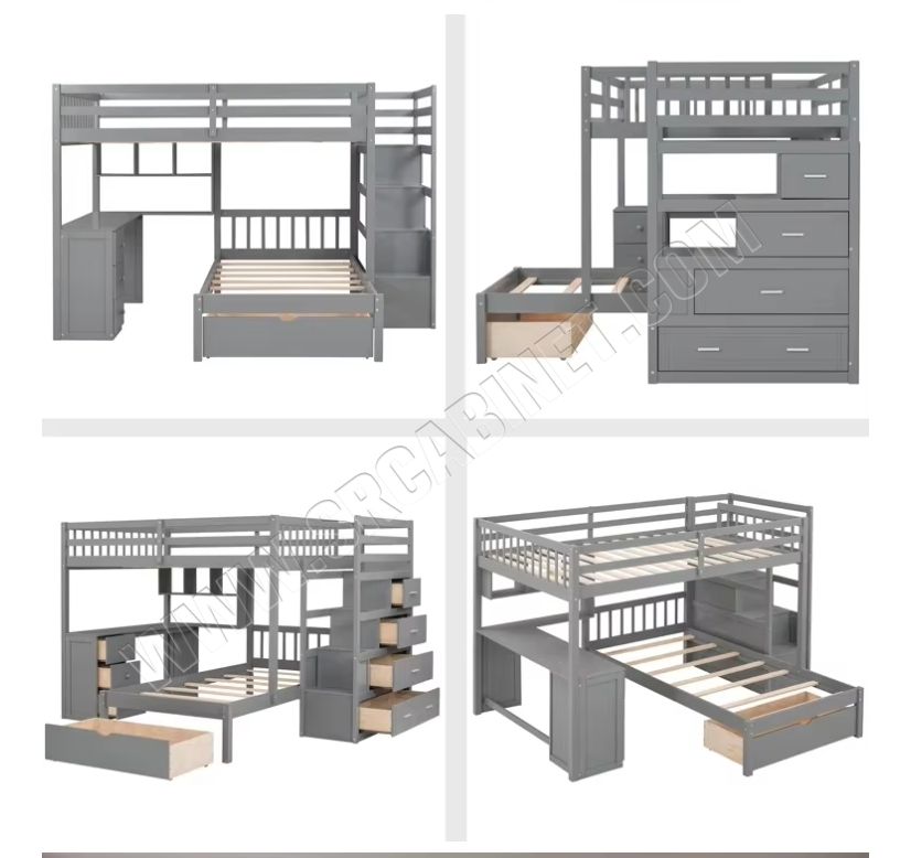 Kids' Beds with Bunk Bed Desk Drawers and Shelves