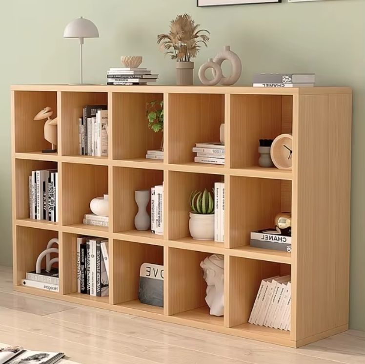 Solid Wood Multi-Layer Floor to Ceiling Bookshelf Living Room Wall Cabinet Storage for Students Home Combination Bookcase