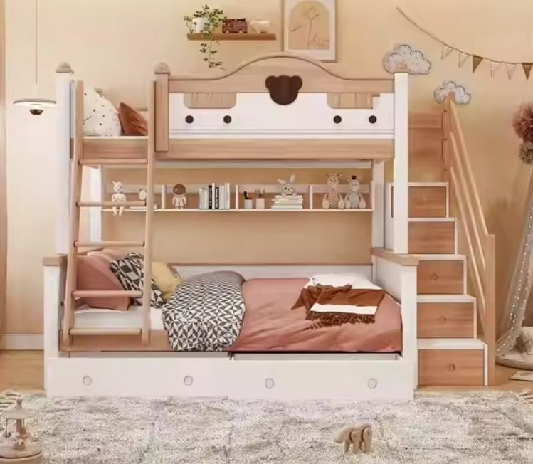Factory direct sale bedroom furniture durable kids' wooden children beds kids wood bunk bed