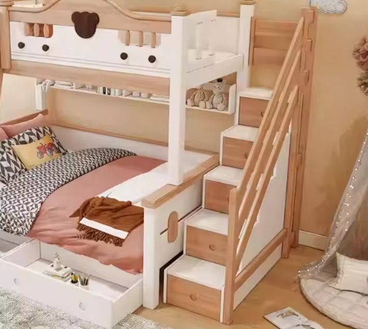 Factory direct sale bedroom furniture durable kids' wooden children beds kids wood bunk bed