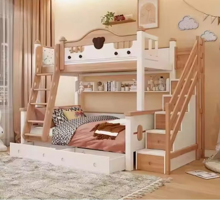 Factory direct sale bedroom furniture durable kids' wooden children beds kids wood bunk bed
