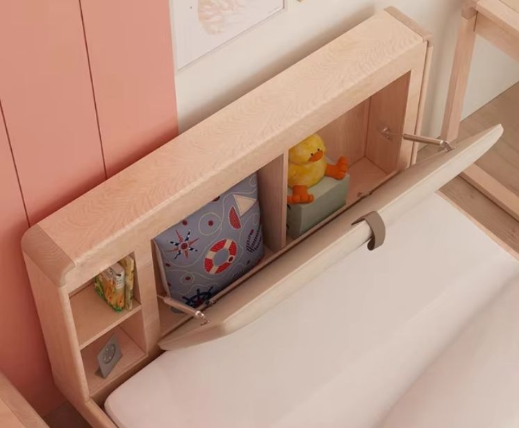 Modern Simple White Wax Solid Wood Single Bed Nordic Style Kids' Bedroom Wooden Large Bed Children's Furniture