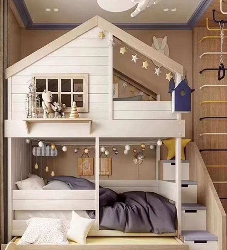 Modern Extendable Loft Bed for Kids for Apartment or Basement Home Living Room Cabinets with Slide
