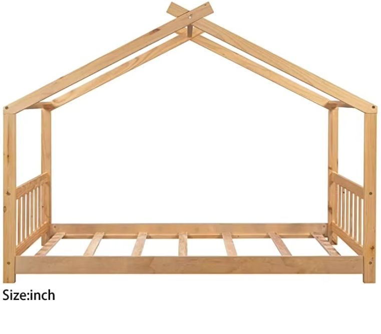 Factory price customized safe and reliable house type platform bed playhouse design baby bed for kids Montessori floor bed