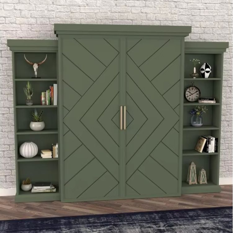 Modern Wood Panel Style Murphy Bed with Rotating Design for Living Room Use