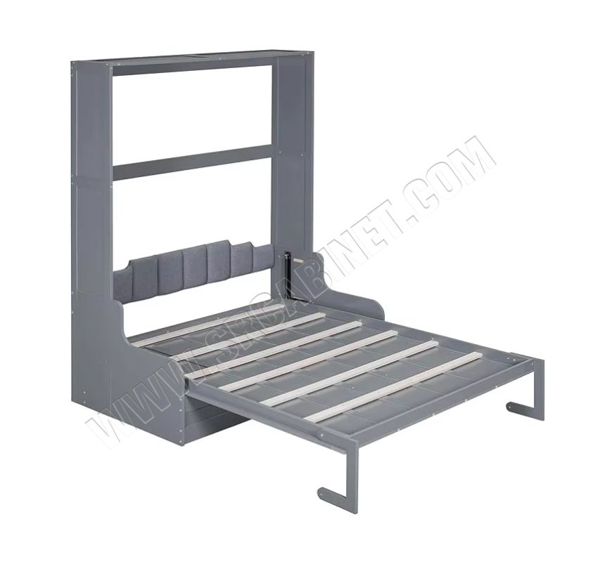 Twin Size Murphy Bed with Open Shelves Storage Drawers Built-In Wardrobe & Table