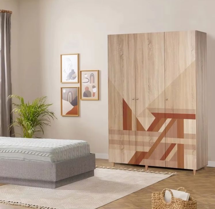 Customizable Art-Style Bedroom Wardrobe with Sticker Option