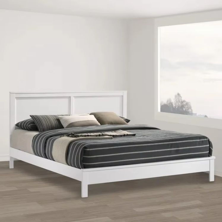 Solid Wood Bedroom Slat Bed Frame European Design All-Size for Living Room-Made of Rubber Wood and MDF