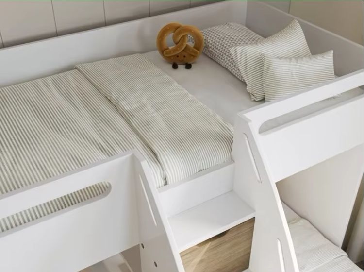 White/Oak Triple Bunk Bed Storage Wooden Beds Product Type