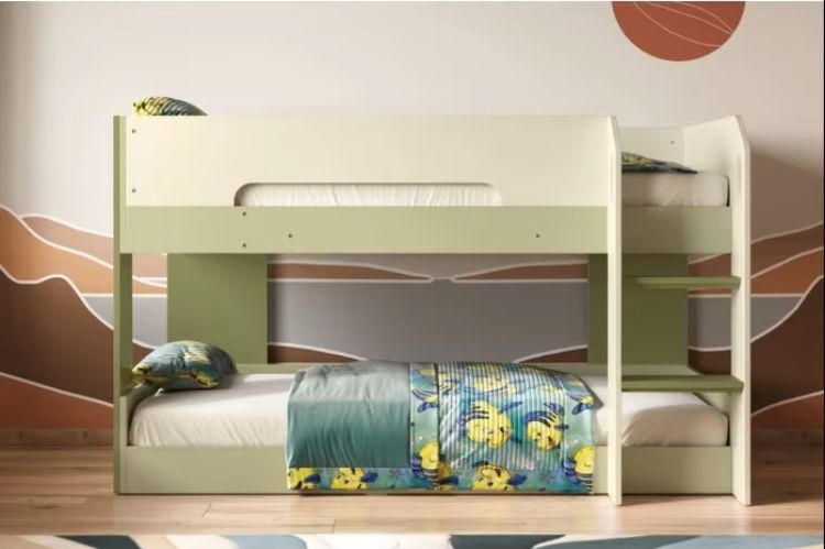 Modern Green Low Pod Bunk Bed with Solid Wood Panel for Bedroom Application