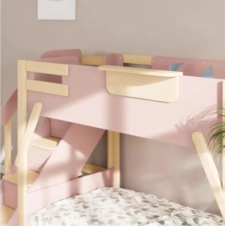 Solid Pine Wood King Single Bunk Bed with Staircase Kids Children's Home Furniture for Bedroom Use