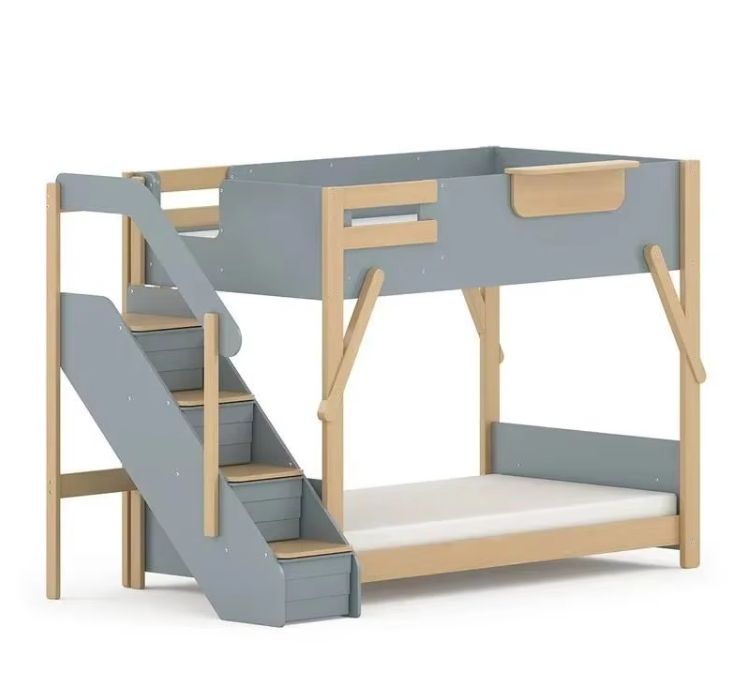 Solid Pine Wood King Single Bunk Bed with Staircase Kids Children's Home Furniture for Bedroom Use