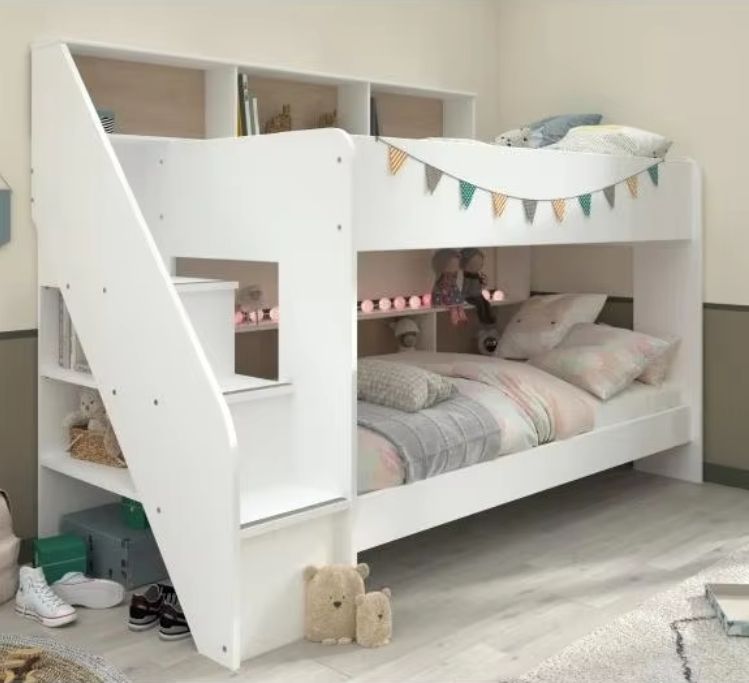 Single Solid Pine Wood Loft Bed Modern King Design for Kids' Bedroom Durable Wooden Beds