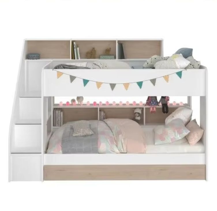 Single Solid Pine Wood Loft Bed Modern King Design for Kids' Bedroom Durable Wooden Beds