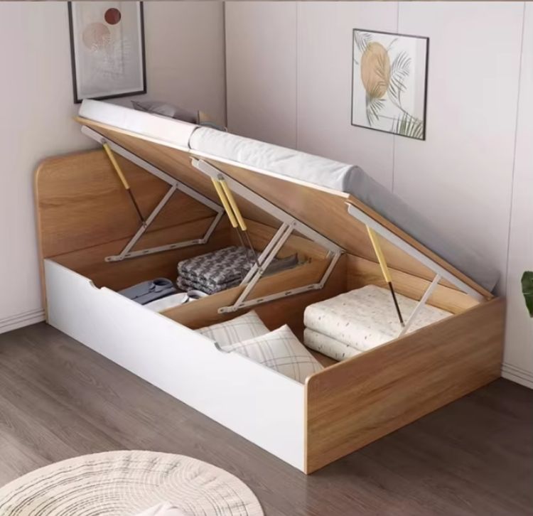 Adult Single Bed with High Box Storage 1 Meter 2 Small Tatami Beds Minimalist Panel Wood Style Student Dormitory Children's Room