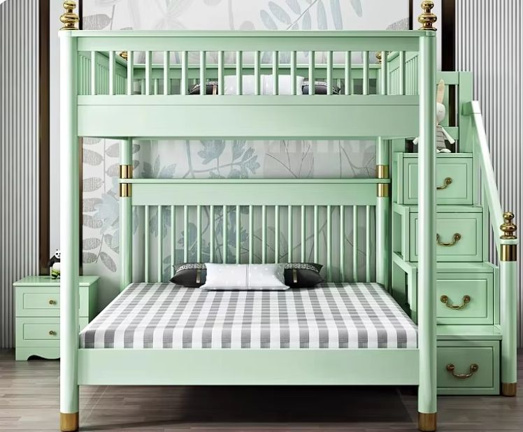 Factory Direct High Quality Eco-Friendly Safe Non-toxic Bunk Bed Kids New Bunk Bed With Large Storage