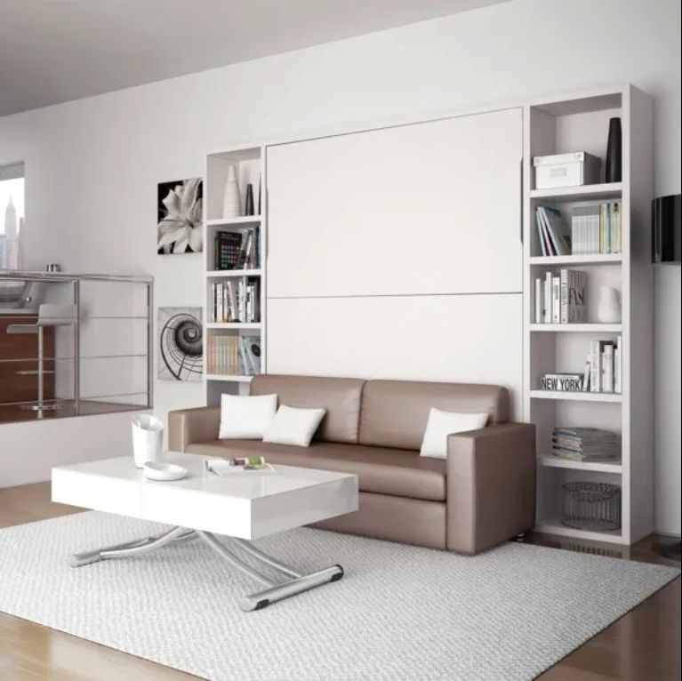 Factory Direct Sale Bedroom Furniture Space Saving Wall Bed Mechanism Wood Murphy Bed